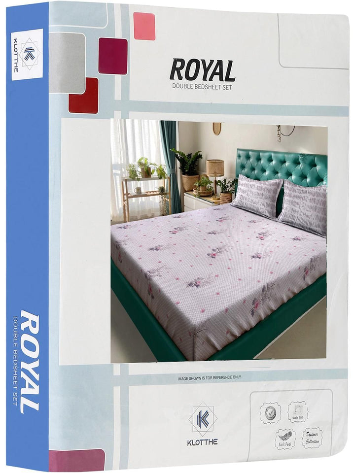 KLOTTHE Purple Floral Printed Cotton 400 TC King Bedsheet Sets 2.5 m x 2.25 m