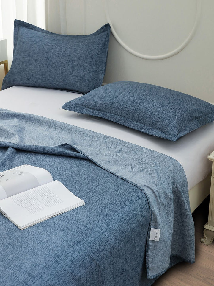 Story@home Blue Abstract Printed 240 TC Satin Finish Queen Bedsheet Set
