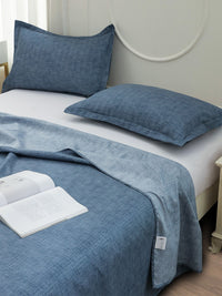 Story@home Blue Abstract Printed 240 TC Satin Finish Queen Bedsheet Set