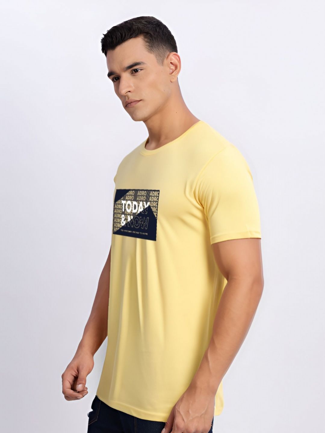 ADRO Typography Printed Round Neck Cotton T-shirt