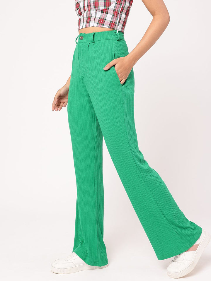 DressBerry Women Weekend Warrior Self Striped Trouser