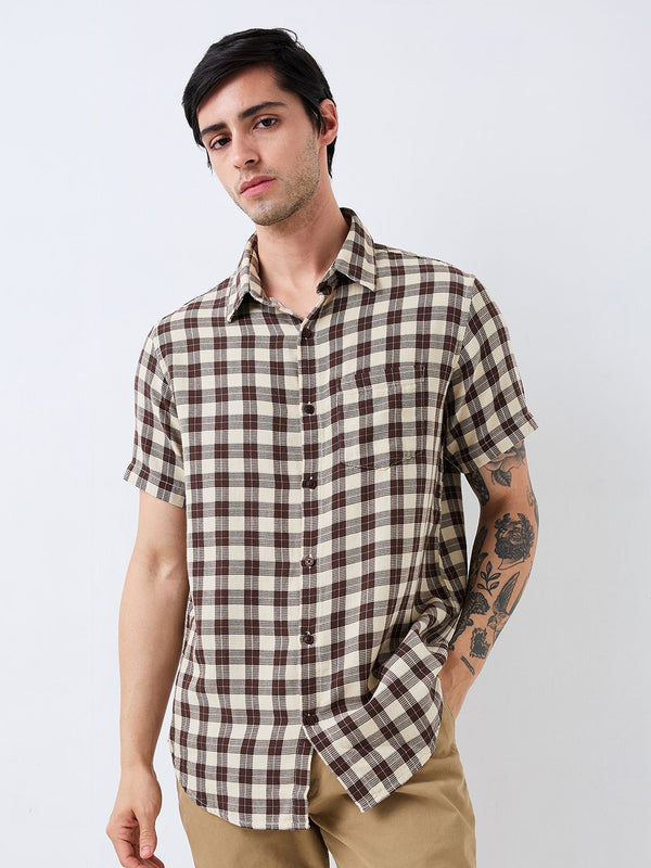 SPYKAR Men Spread Collar Checked Cotton Casual Shirt