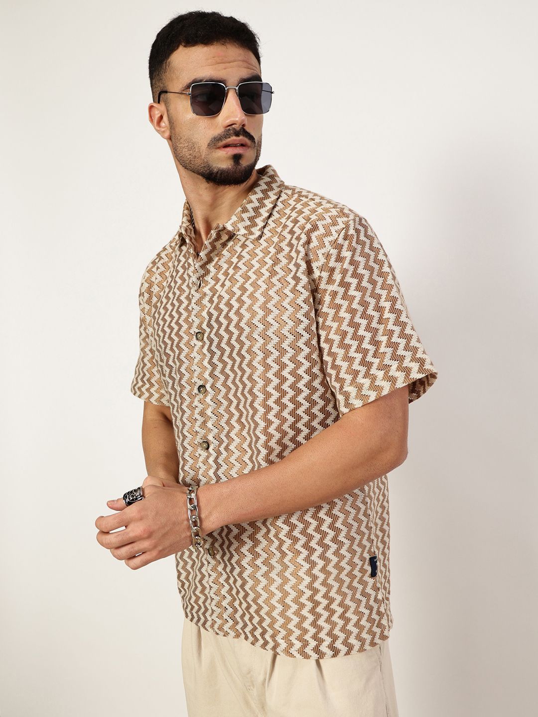 Thomas Scott Men Premium Spread Collar Vertical Striped Cotton Slim Fit Casual Shirt