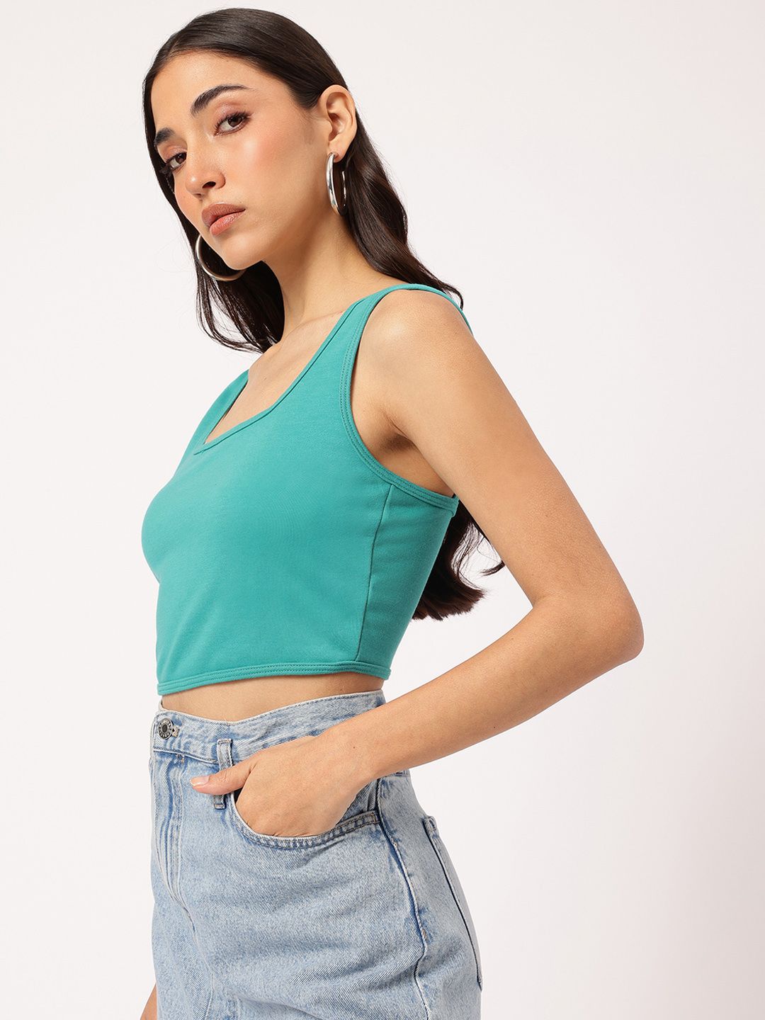 DressBerry Sporty & Stylish Raglan Hooded Layered Crop Top