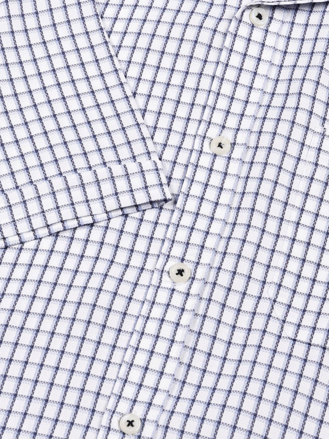 Thomas Scott Men Smart Spread Collar Gingham Checked Cotton Formal Shirt