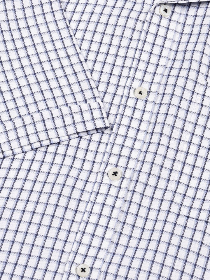 Thomas Scott Men Smart Spread Collar Gingham Checked Cotton Formal Shirt