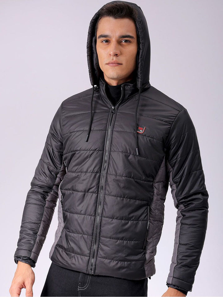 The Indian Garage Co Men Colourblock Slim Fit Hooded Puffer Jacket