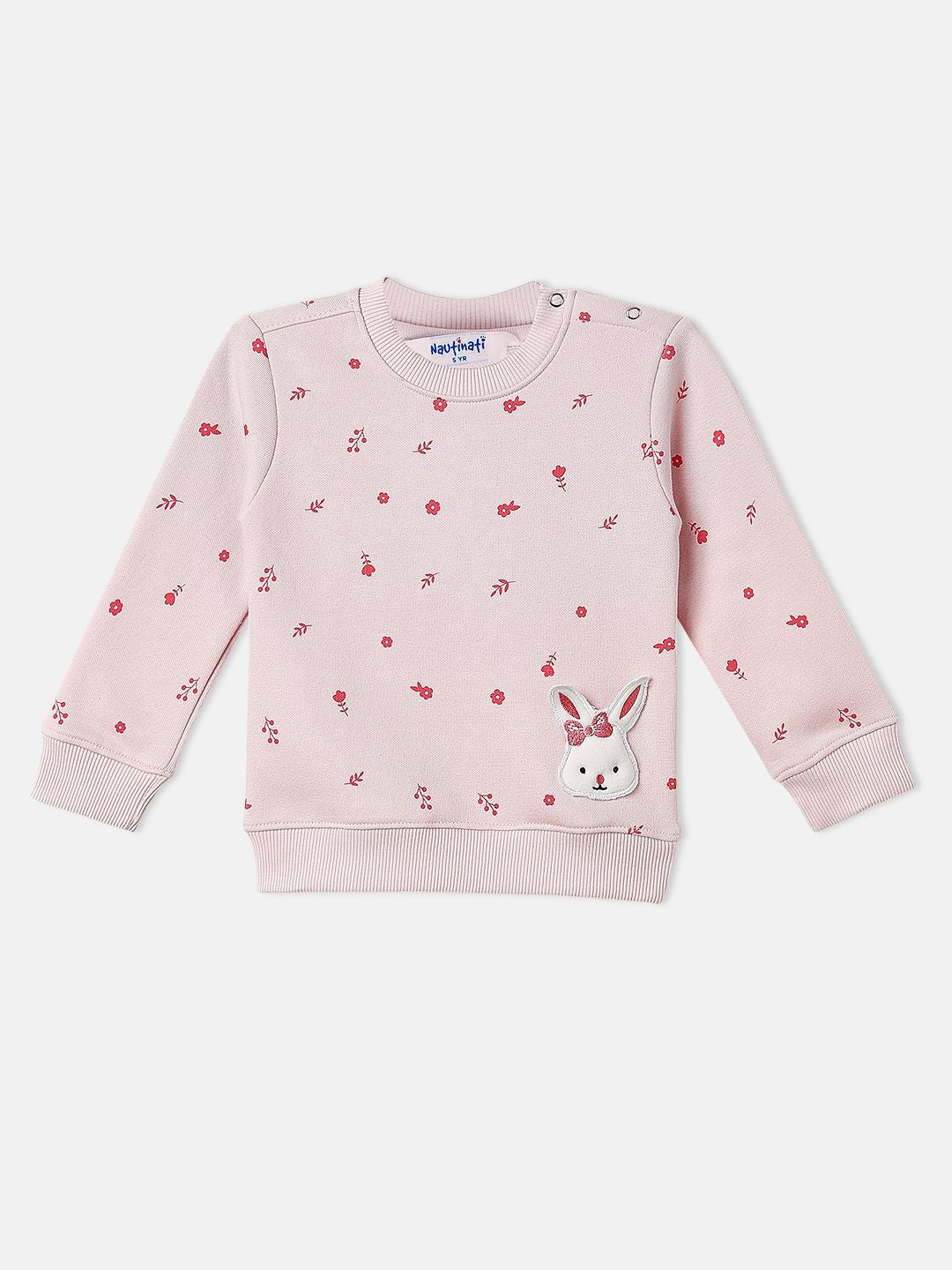 Nauti Nati Infant Girls Cat Applique Sweatshirt and Joggers Fleece Co-Ord Set