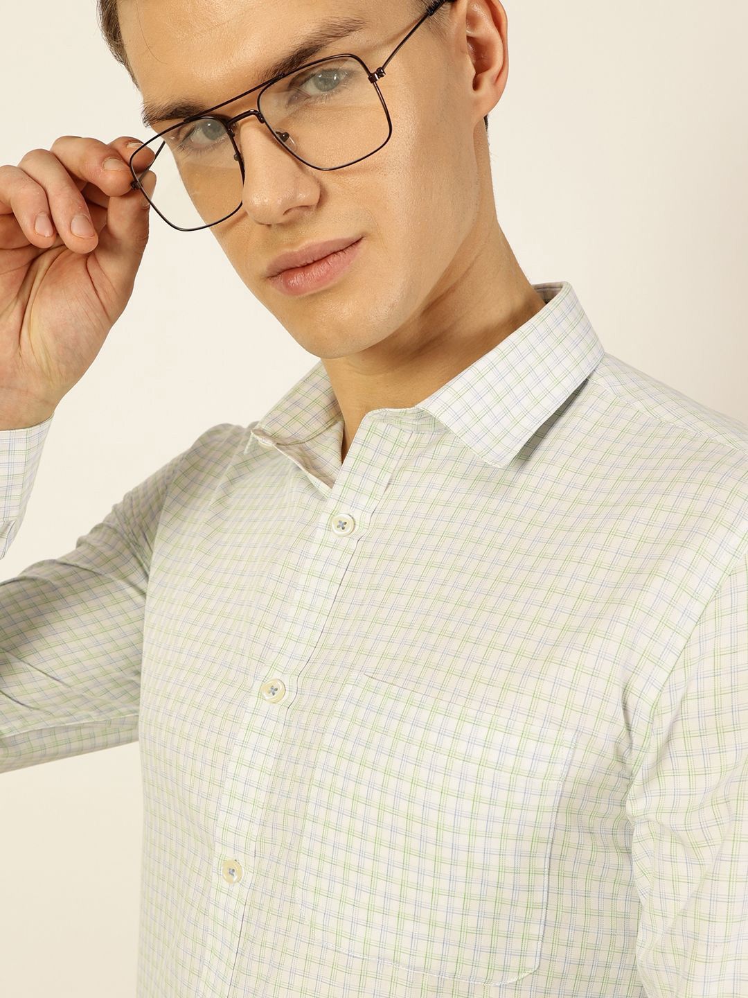Thomas Scott Men Smart Micro Checks Opaque Formal Shirt