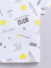 Happy Faces Kids Boys Typography Printed Pure Cotton T-Shirt