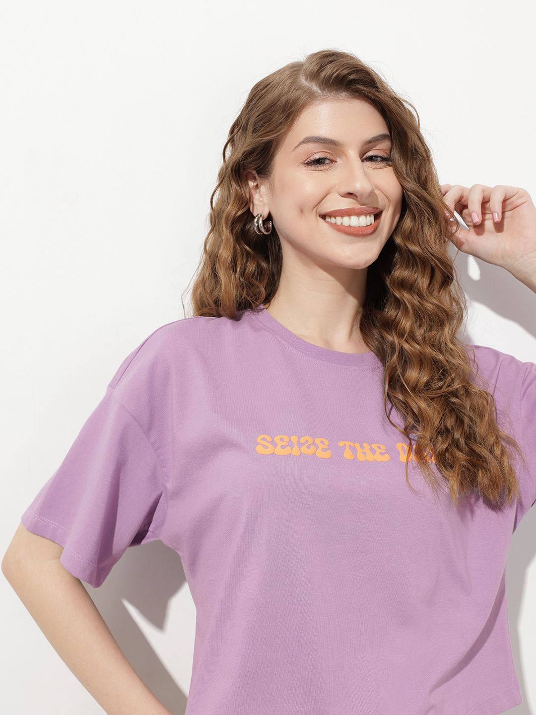 DressBerry Lift My Spirits Typography Boxy Crop T-shirt