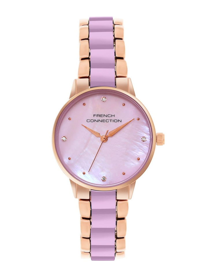 French Connection Women Stainless Steel Bracelet Style Straps Analogue Watch FCB10RGM