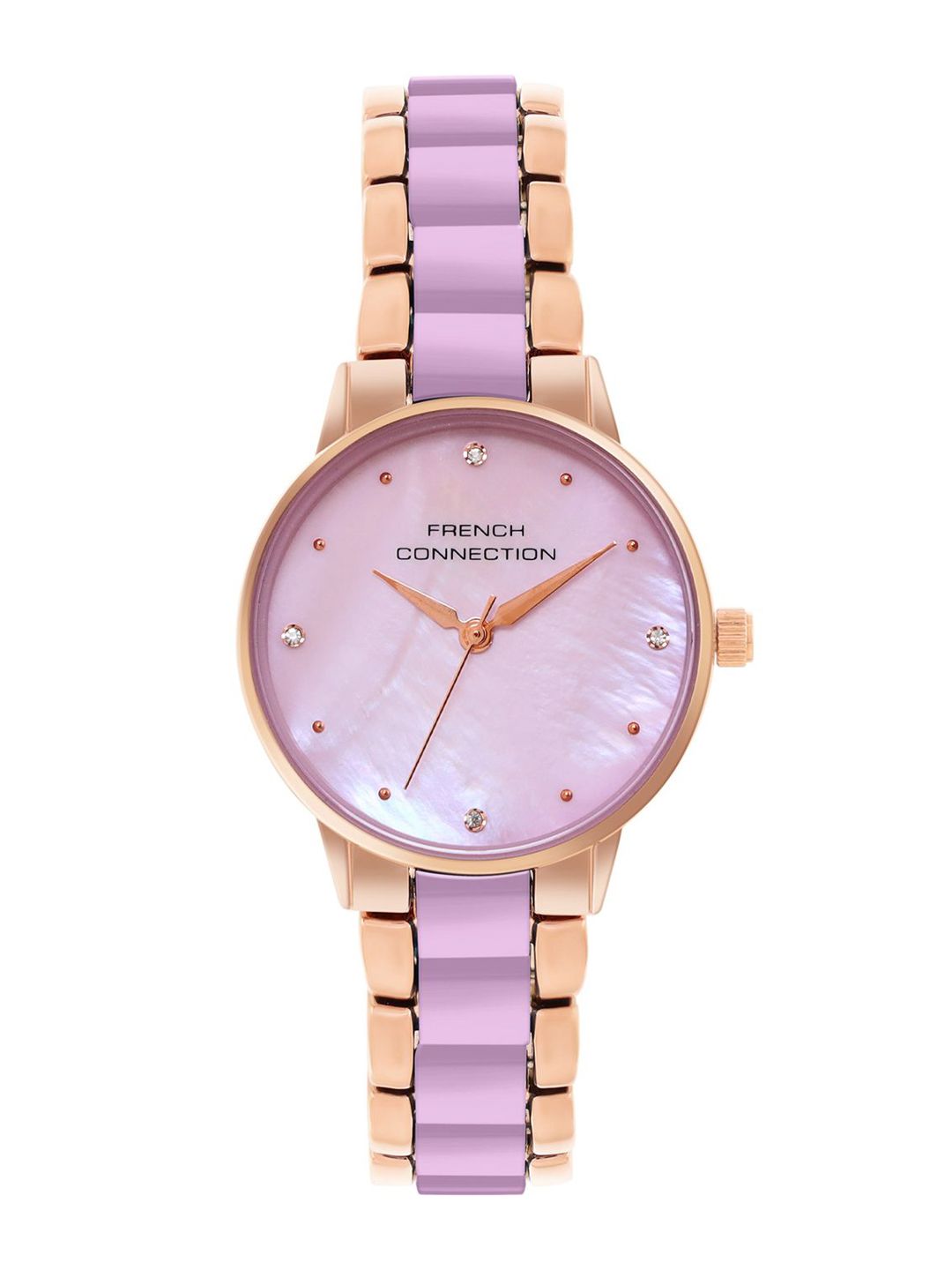 French Connection Women Stainless Steel Bracelet Style Straps Analogue Watch FCB10RGM