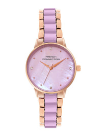 French Connection Women Stainless Steel Bracelet Style Straps Analogue Watch FCB10RGM