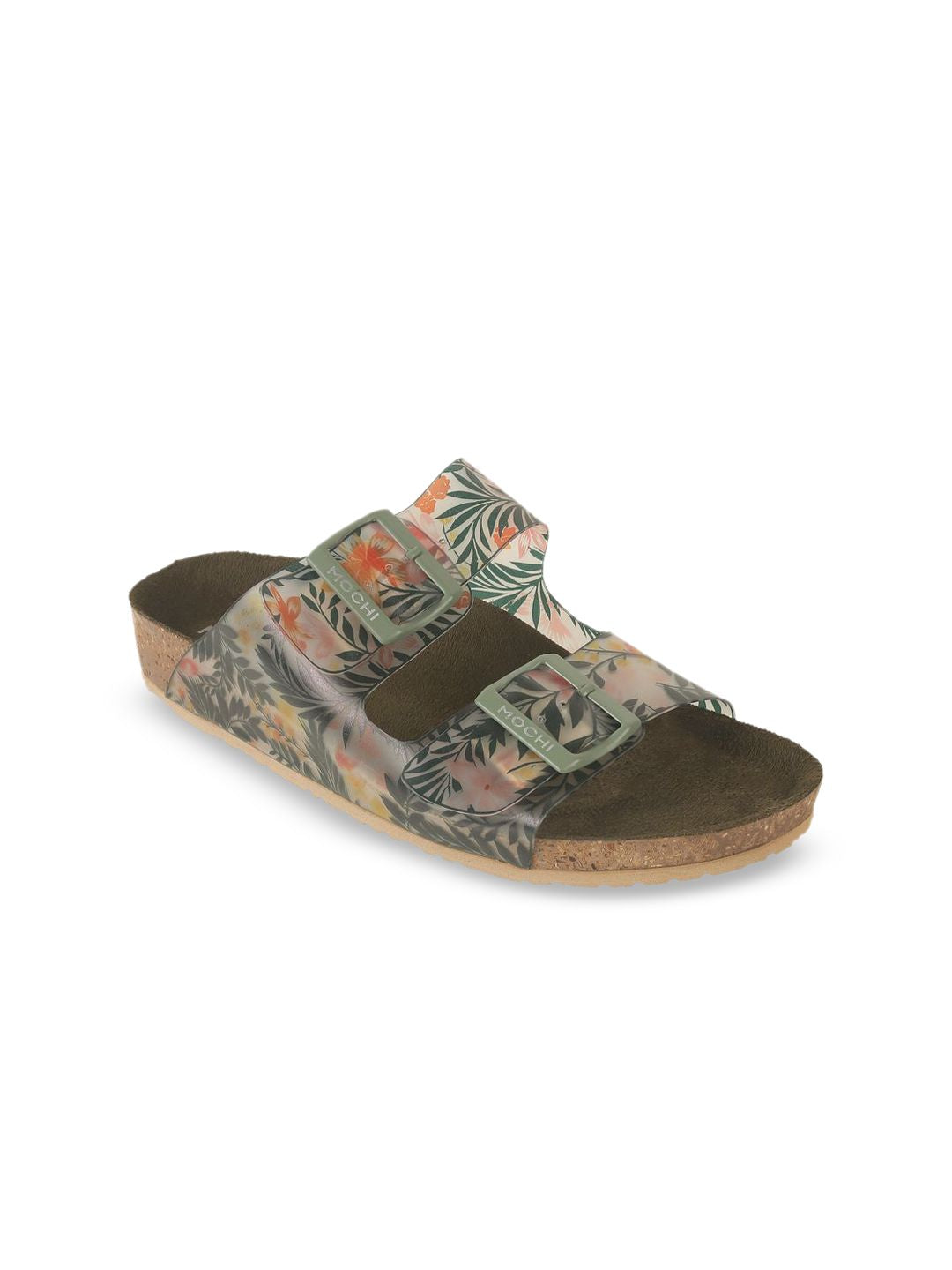 Mochi Women Printed Open Toe Flats with Bows