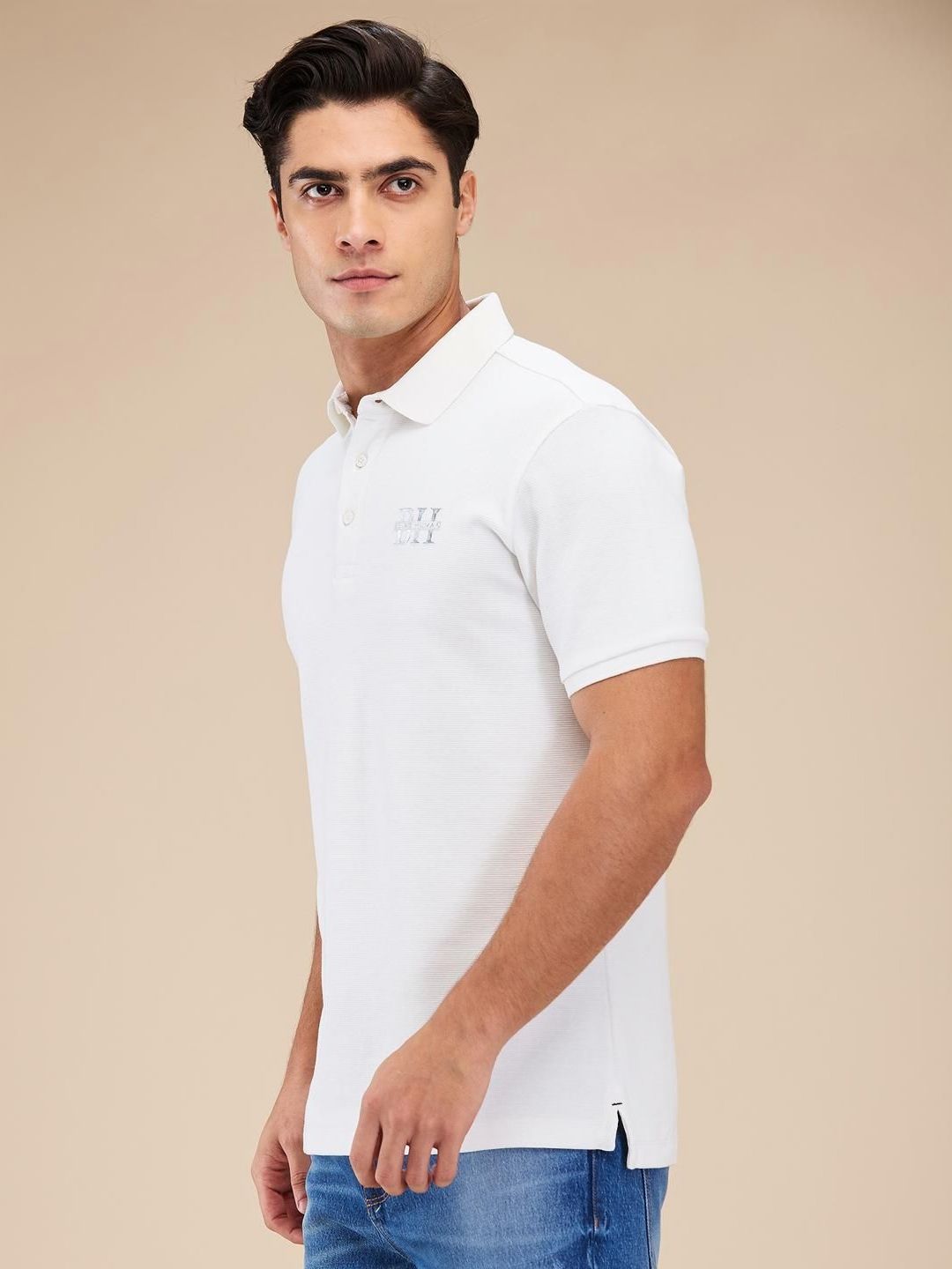 Being Human Men Self Design Polo Collar T-shirt