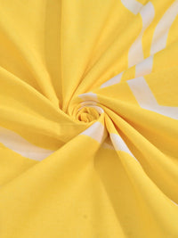 Yellow & White Geometric Printed Flat 300 TC Single Bedsheet With Pillow Cover