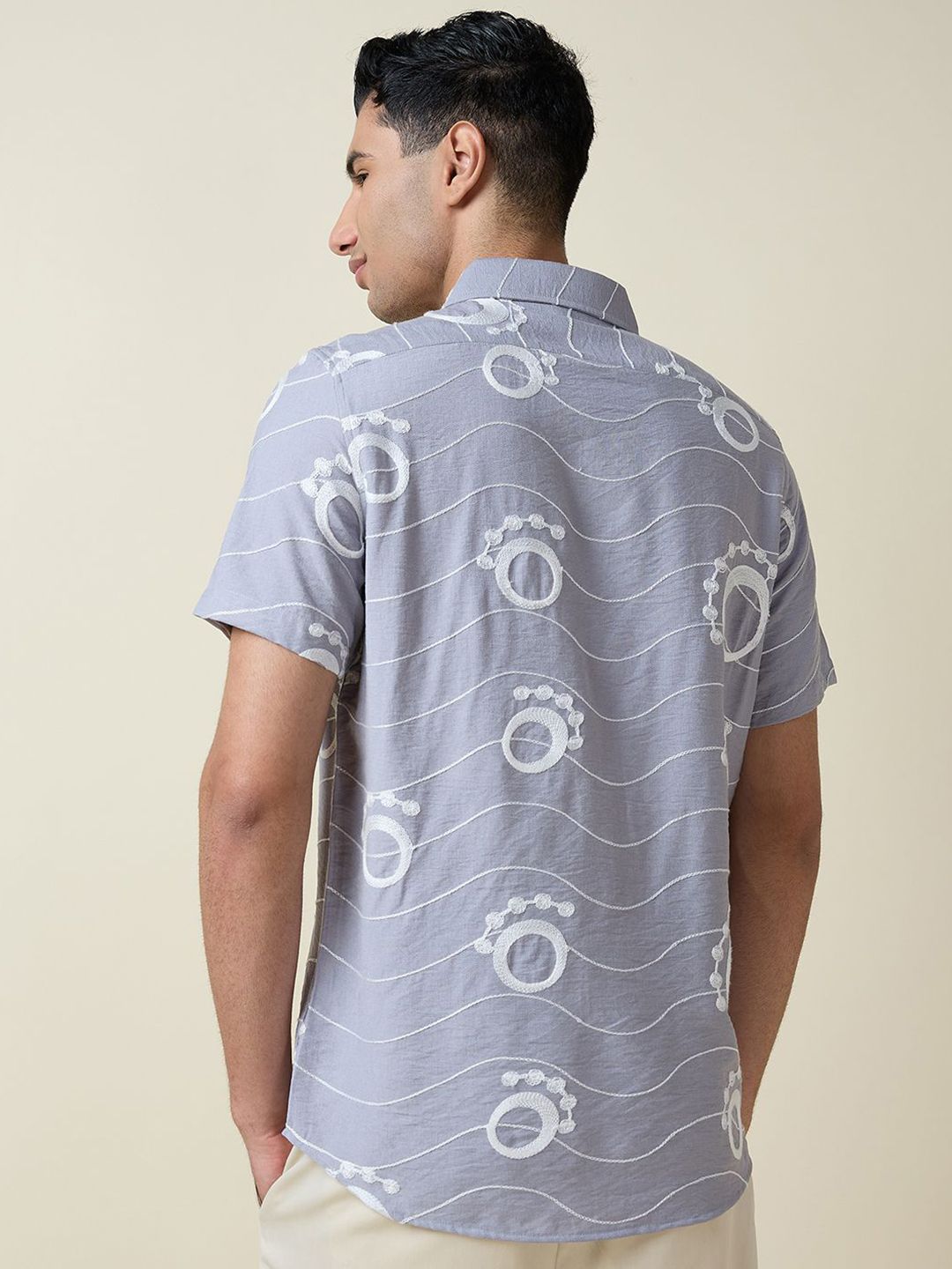 Thomas Scott Men Embroidered Regular Fit Casual Shirt