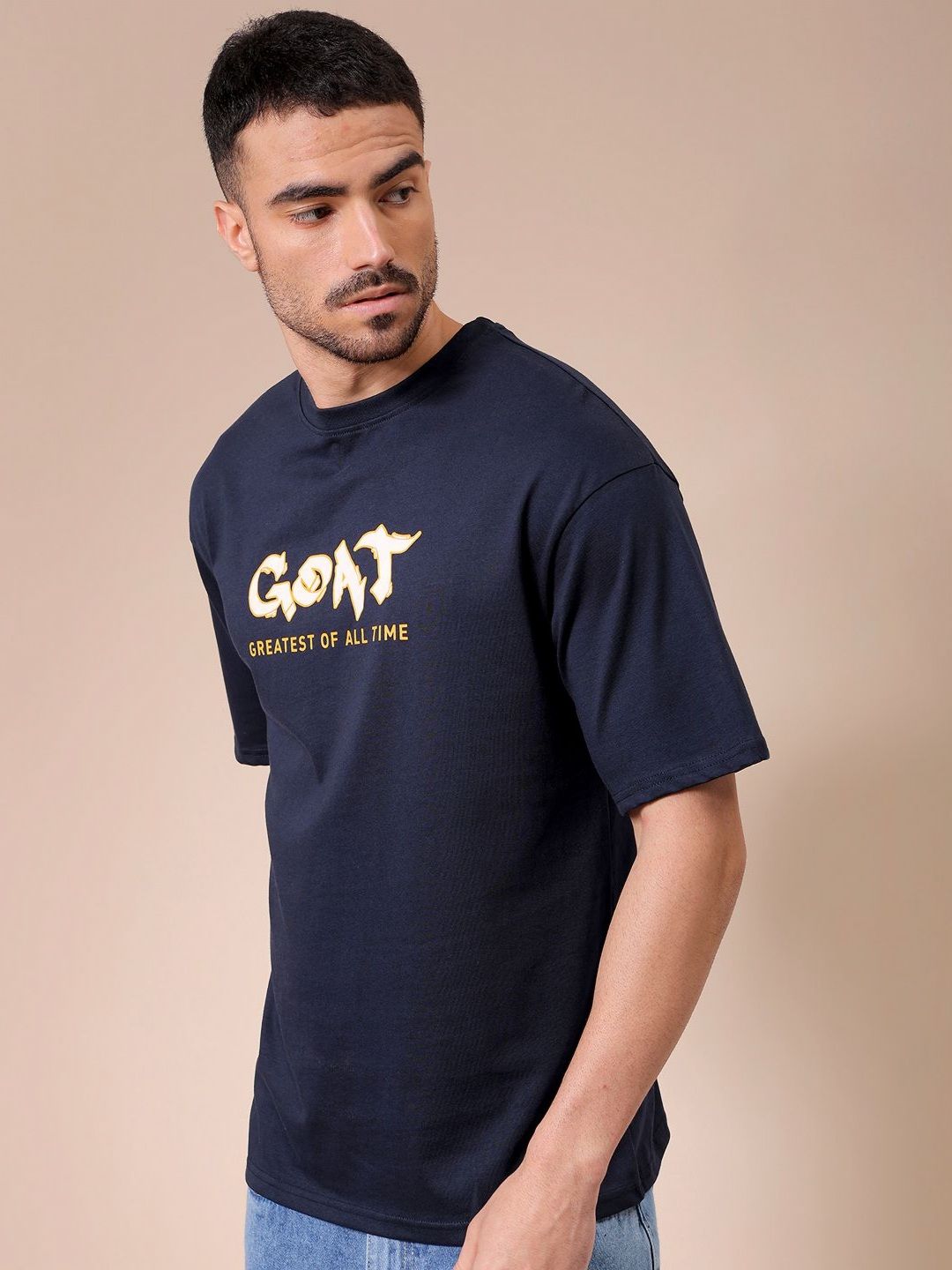 The Indian Garage Co Men Graphic Printed Round Neck Pure Cotton Oversized T-shirt