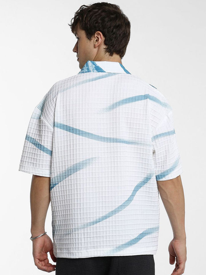Campus Sutra Men Comfort Cuban Collar Graphic Printed  Oversized Casual Shirt