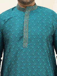 SOJANYA PLUS Rekaan Tenun Bunga Mandarin Collar Kurta Lurus Biasa dengan Piyama