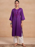 House of Chikankari Women Ethnic Motifs Embroidered Thread Work Chanderi Silk Kurta