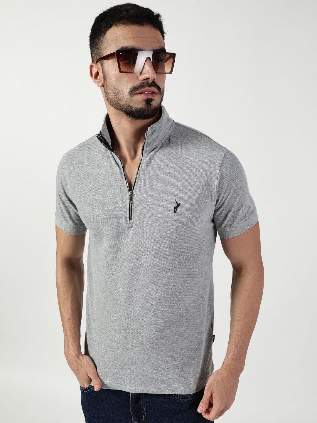 Thomas Scott Men High Neck Solid Casual T-shirt