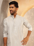 Anouk Geometric Embroidered Band Collar Thread Work Straight Cotton Silk Kurta