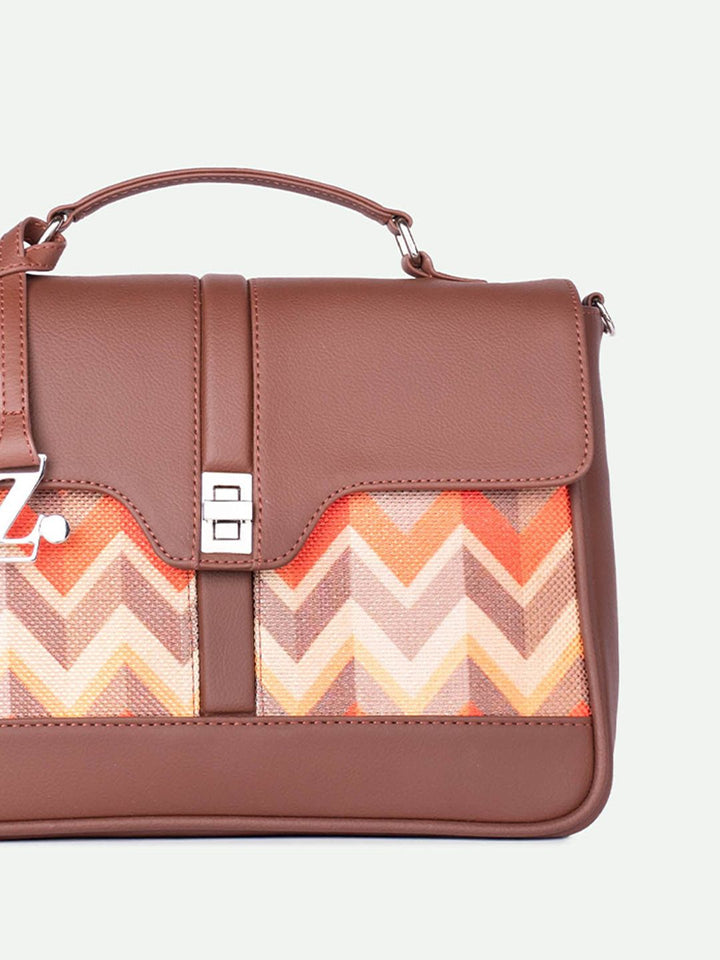 ZOUK Geometric Printed Structured Satchel