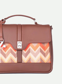 ZOUK Geometric Printed Structured Satchel