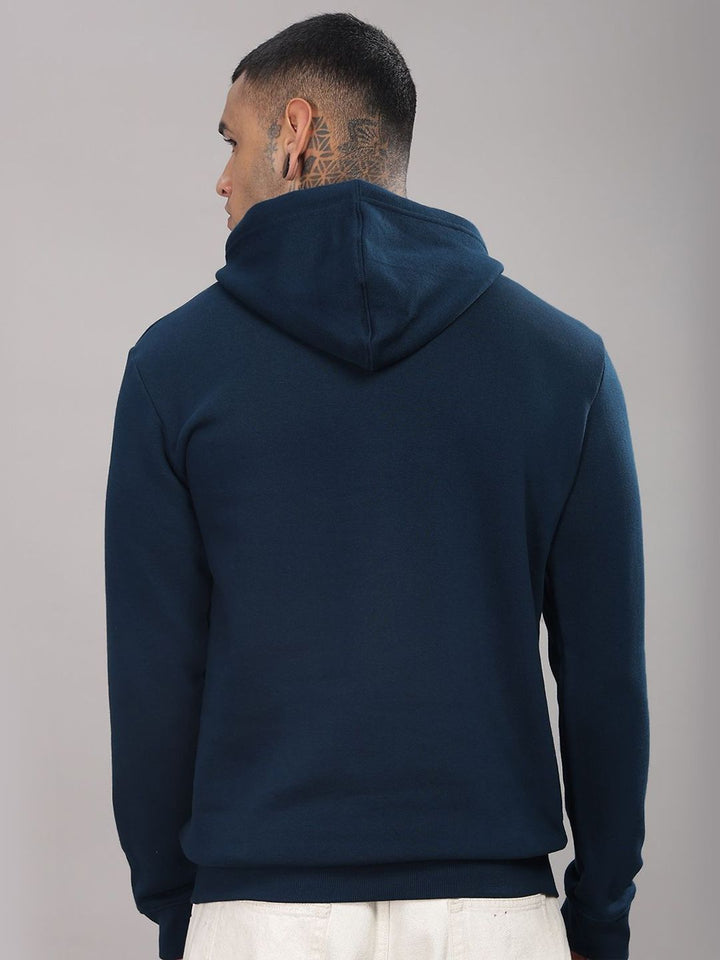 ADRO Men Typography Printed Hood Cotton Pullover Sweatshirt
