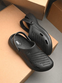 HRX by Hrithik Roshan Men Black Self Design Rubber Clogs