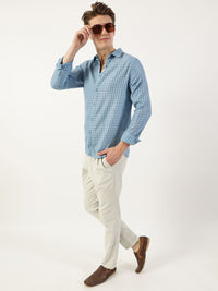 Thomas Scott Men Premium Spread Collar Textured Solid Slim Fit Casual Shirt