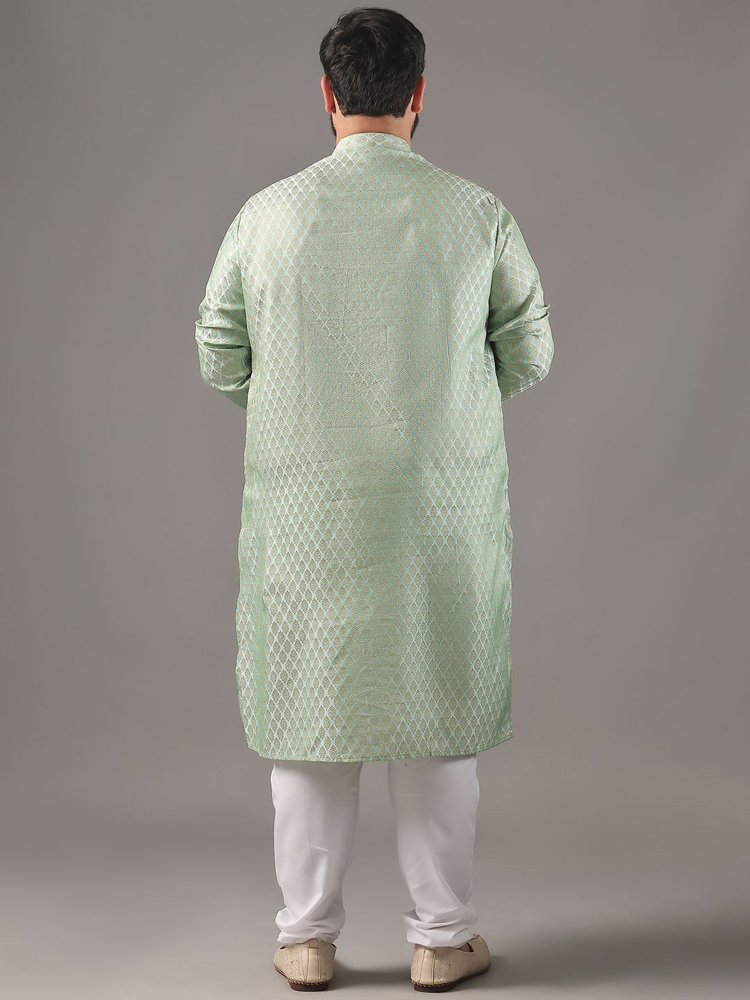 SOJANYA PLUS Saiz Motif Etnik Rekaan Tenunan Kolar Jalur Kurta Lurus