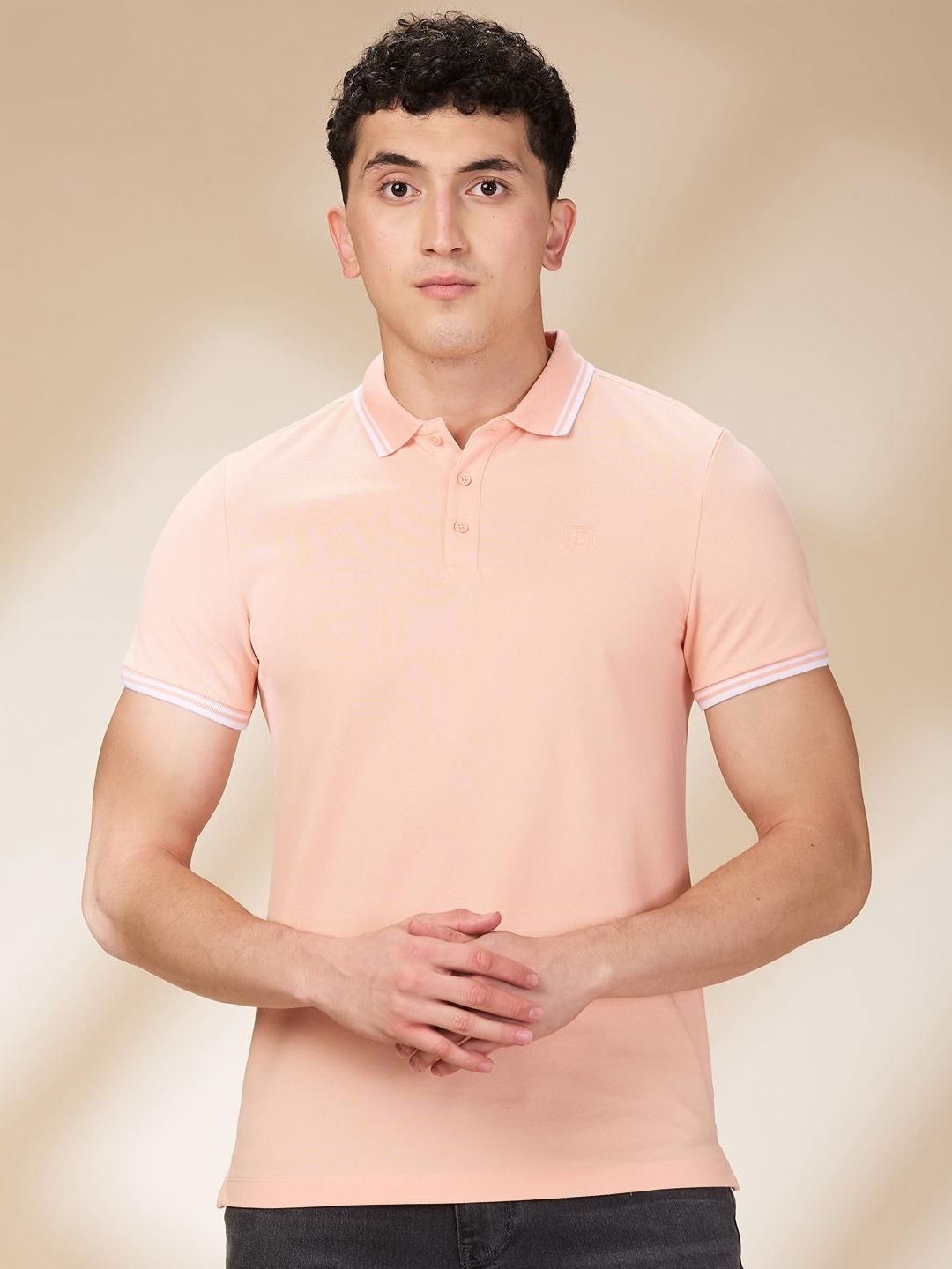Being Human Men Solid Polo Collar Cotton Slim Fit T-shirt