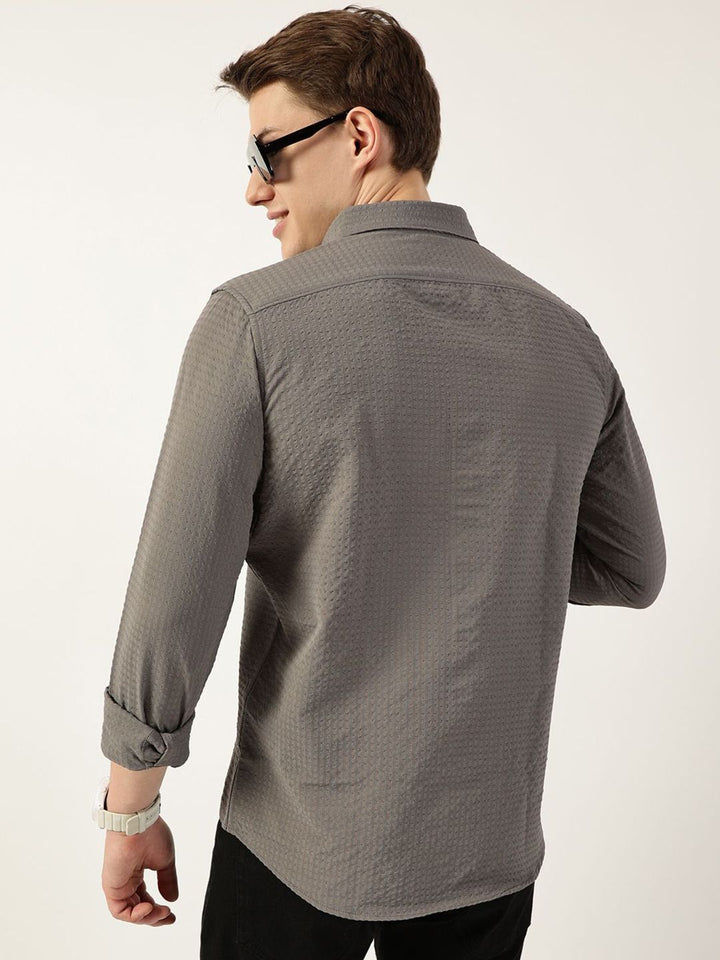 Thomas Scott Men Smart Button-Down Collar Textured Slim Fit Casual Shirt
