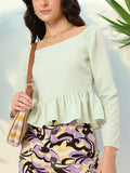 DressBerry Cool Matcha Elevated Basics Peplum Top