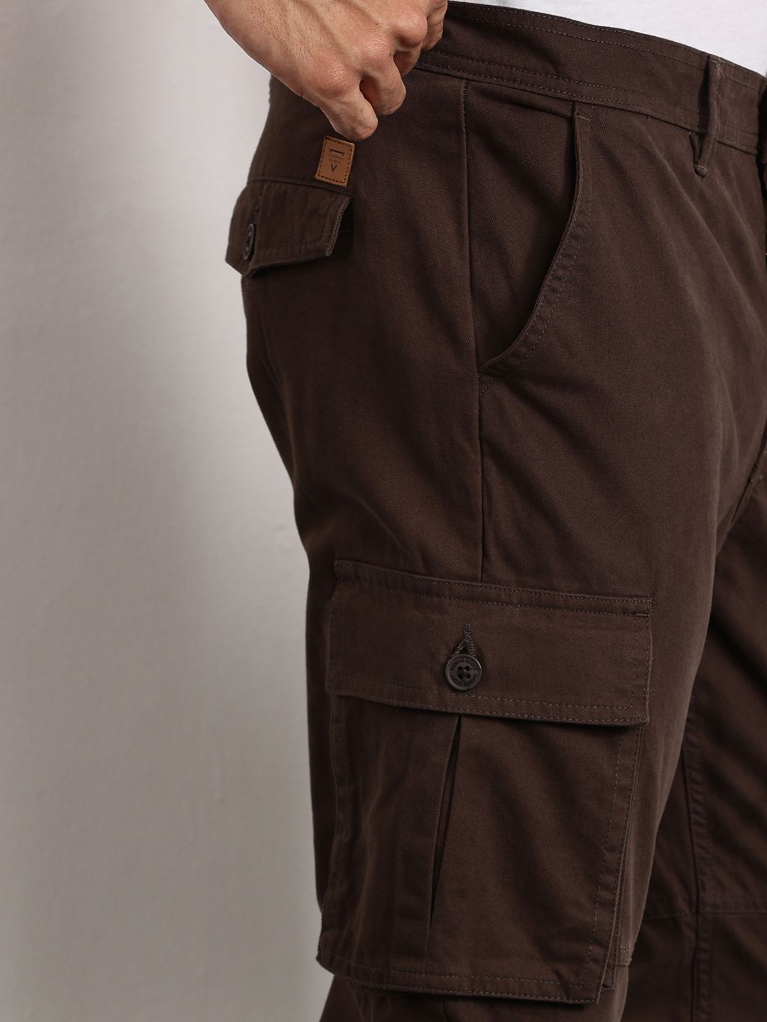 Thomas Scott Men Smart Slim Fit Easy Wash Cargos Trousers