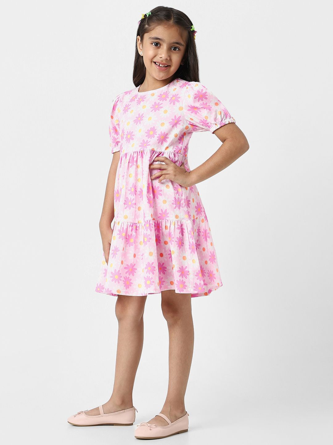 Nauti Nati Girls Nautinati Pink Floral Cotton Fit & Flare Dress