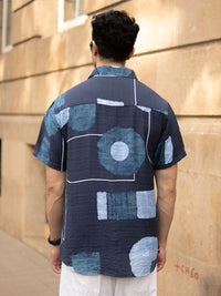 Powerlook Men Navy Abstract Structure Print Shirt