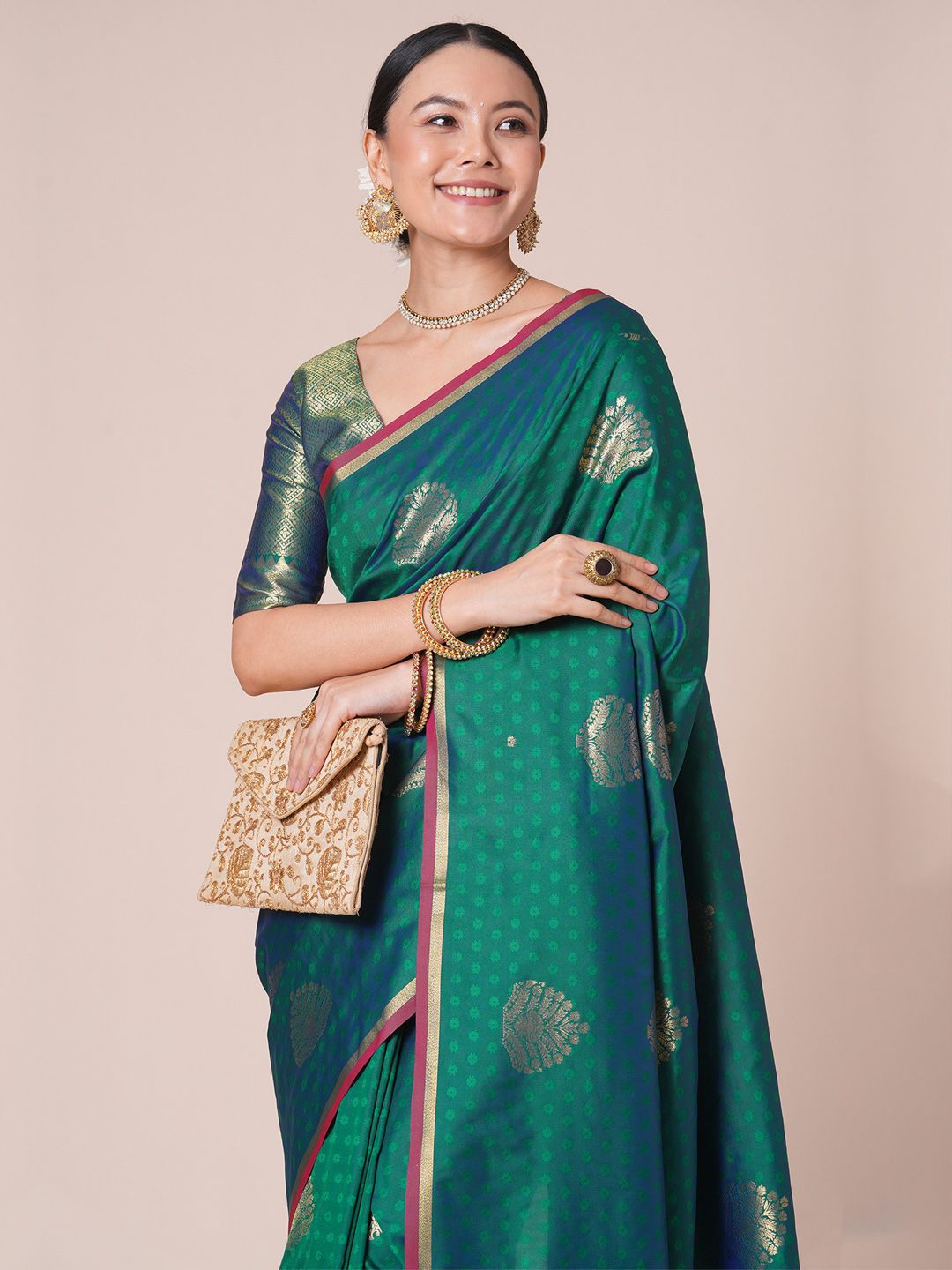 House of Pataudi Ethnic Motifs Woven Design Banarasi Saree