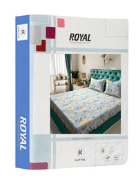 KLOTTHE Book Lipat Grey Floral Polycotton 300 TC King Fine Bedsheet dengan 2 Sarung Bantal-98 x 89 inci