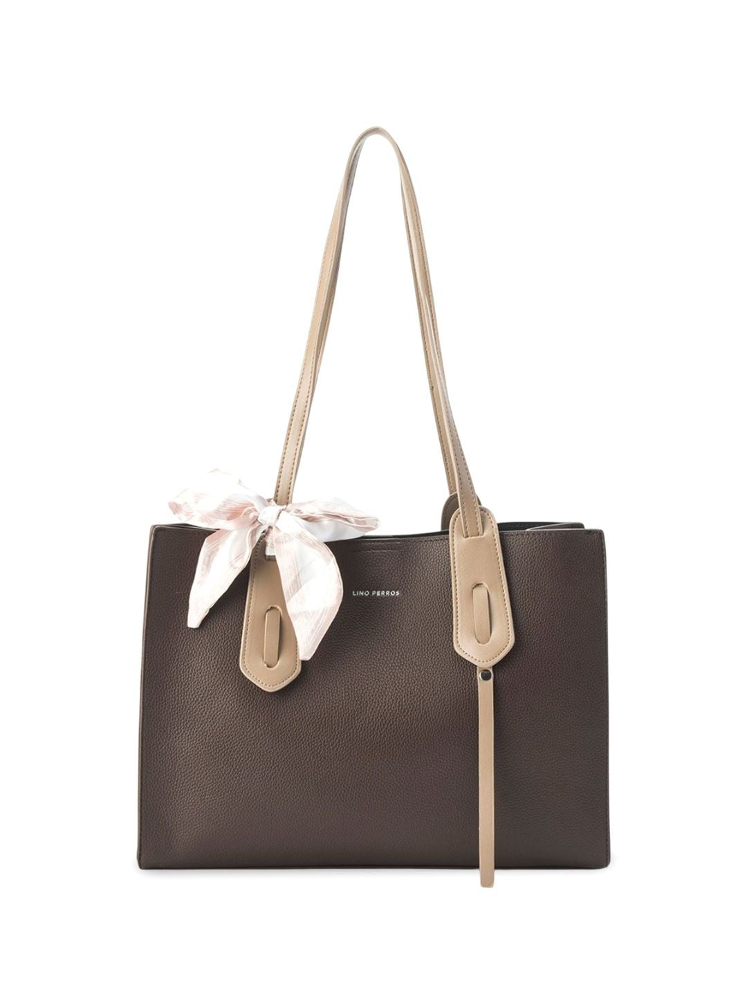 Lino Perros Colourblocked Oversized Structured Tote Bag with Bow Detail