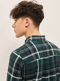 THE BEAR HOUSE Men Button-Down Collar Checked Cotton Slim Fit Casual Shirt
