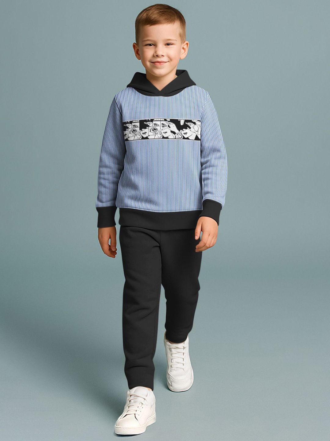 HELLCAT Boys Striped Hooded Sweatshirt With Trousers