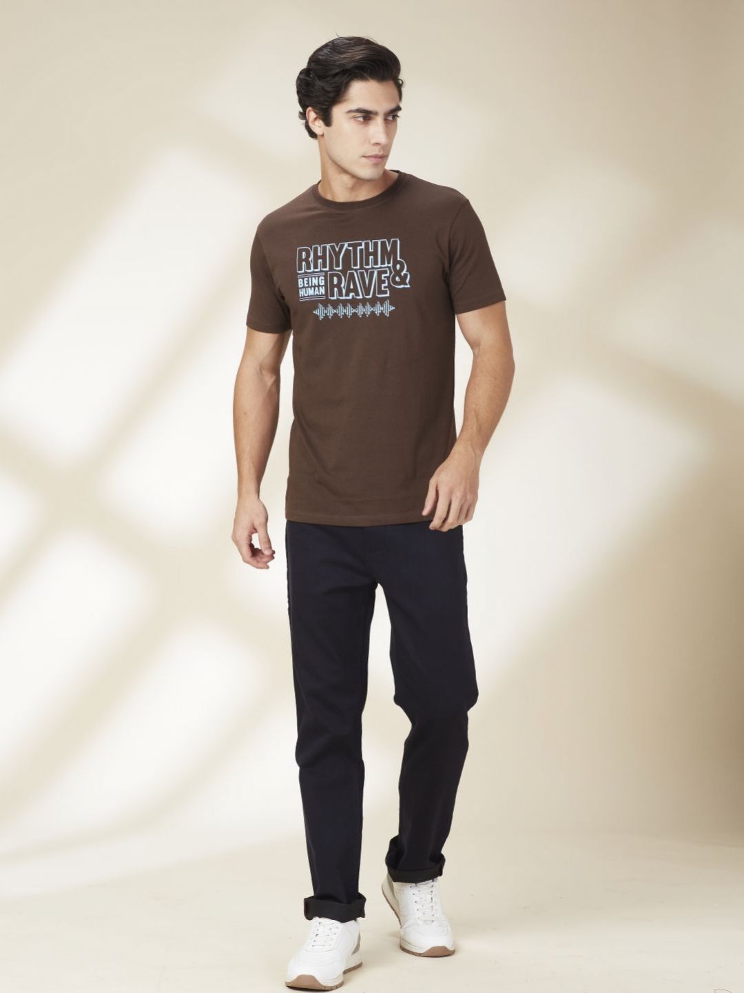 Being Human Men Typography Printed Round Neck Cotton Slim Fit T-shirt