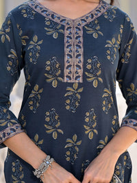 KALINI Floral Printed V Neck Straight Kurta With Trousers & Duppatta