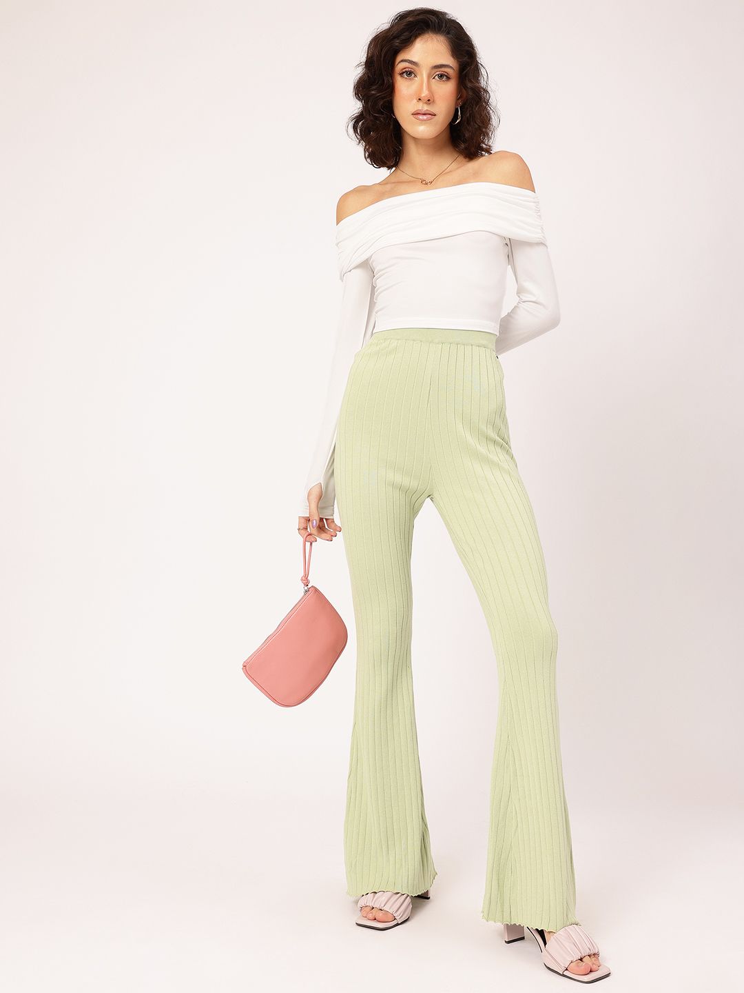 DressBerry Fearless & Fashionable Off Shoulder Fitted Full Sleeves Top