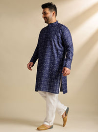 SOJANYA PLUS Ethnic Motifs Printed Mandarin Collar Straight Cotton Linen Kurta