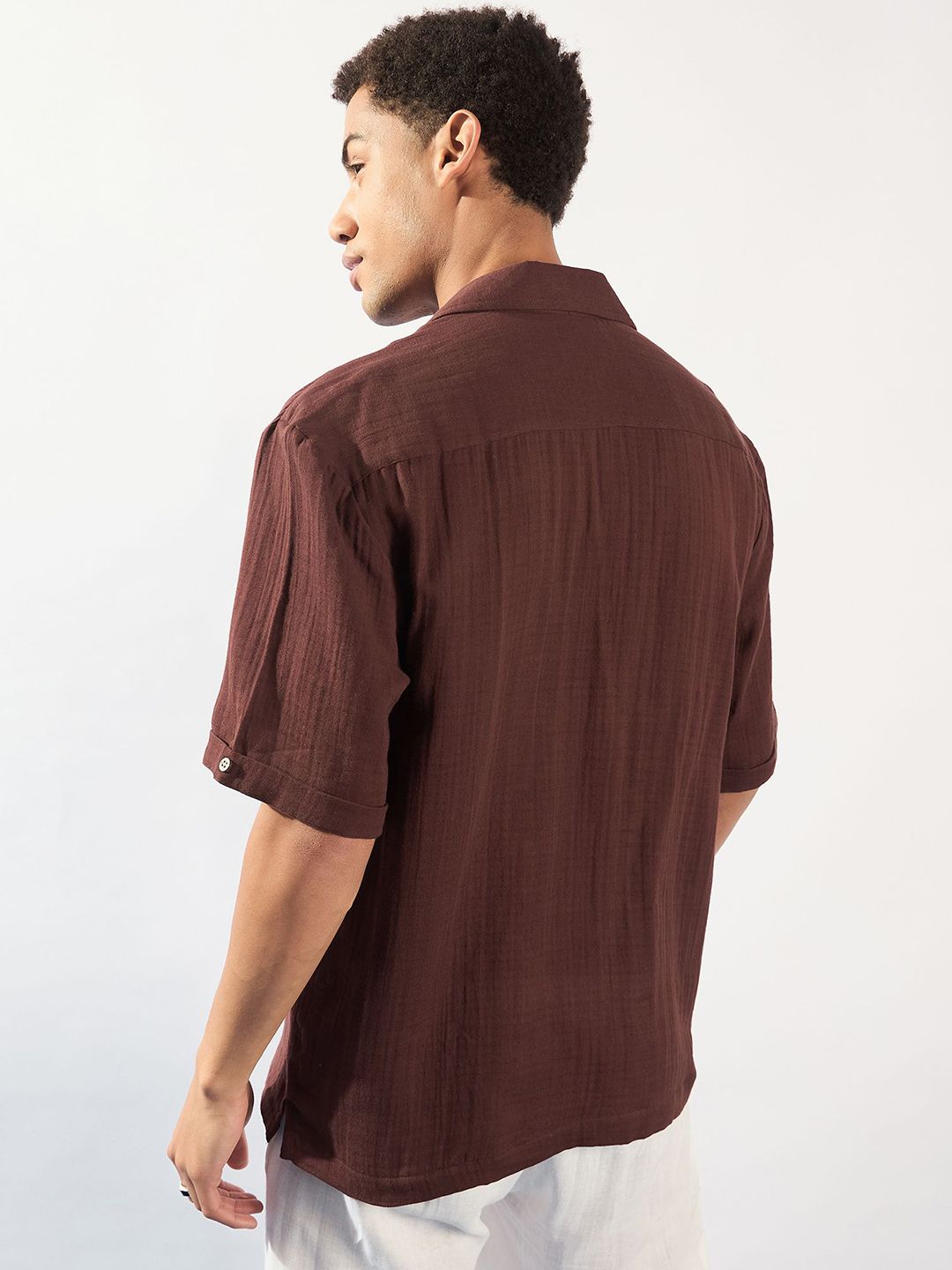 DENNISON Comfort Double Gauge Oversized Cotton Opaque Casual Shirt